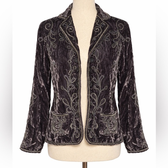Laura Ashley Jackets & Blazers - Purple crushed velvet embellished jacket- Laura Ashley Y2K SP